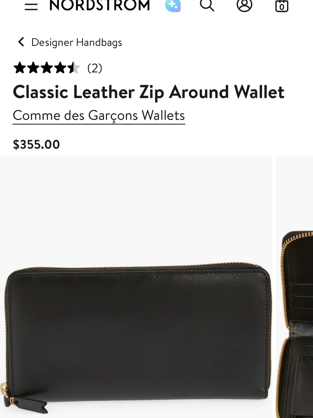 Comme des Garçons Black Leather Zip Around Wallet